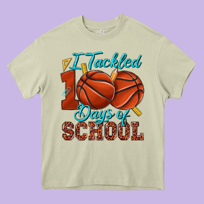 I Tackled 100days Of School Basketball Heavy Core Tee Designed By Texasbilliewilder