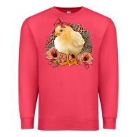 Cardinal Chick with Flowers Leopard Background Premium Sweatshirt - Bettercallsaul