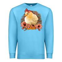 Ocean Blue Chick with Flowers Leopard Background Premium Sweatshirt - Bettercallsaul