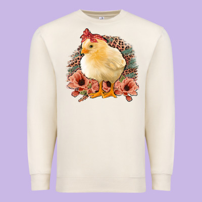 Chick With Flowers Leopard Background Premium Sweatshirt Designed By Bettercallsaul