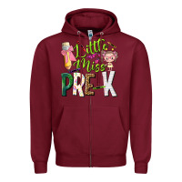 Burgundy little miss pre k Zipper Hoodie - NancyCooperArtShop