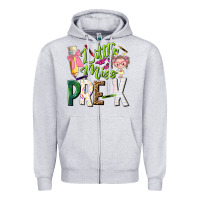 Heather Grey little miss pre k Zipper Hoodie - NancyCooperArtShop