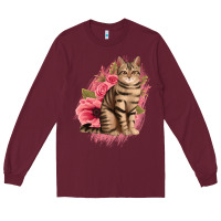 Burgundy floral cat Long Sleeve Tee - Jasminsmagicworld