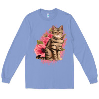 Colony Blue floral cat Long Sleeve Tee - Jasminsmagicworld