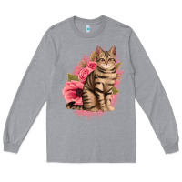 Heather Grey floral cat Long Sleeve Tee - Jasminsmagicworld