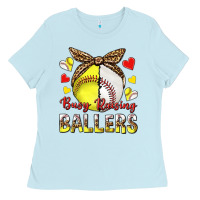 Baby Blue busy raising ballers with baseball and softball Ladies Tee - texasbilliewilder