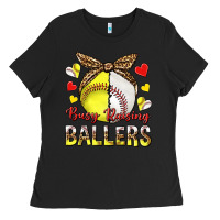 Black busy raising ballers with baseball and softball Ladies Tee - texasbilliewilder