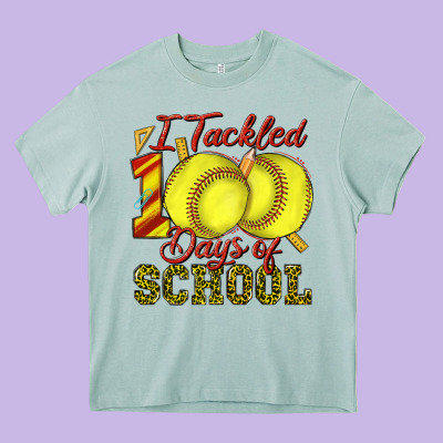 I Tackled 100days Of School Softball Heavy Core Tee Designed By Texasbilliewilder