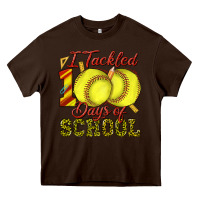 Chocolate Brown i tackled 100days of school softball Heavy Core Tee - texasbilliewilder