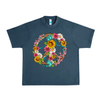 Midnight Navy floral peace sign with gemstone Urban Heavy Tee - Artiststas