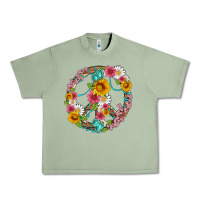 Oil Green floral peace sign with gemstone Urban Heavy Tee - Artiststas
