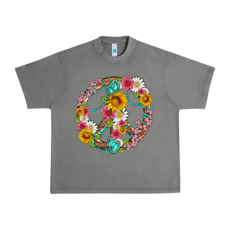 Floral Peace Sign With Gemstone Urban Heavy Tee by Artiststas | Teevron