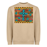 Western Gemstone Cross Sunflowers Leopard Serape Glitter Wooden Tumble Heavyweight Sweatshirt | Teevron