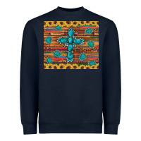 Navy western gemstone cross sunflowers leopard serape glitter wooden tumble Heavyweight Sweatshirt - Artiststas