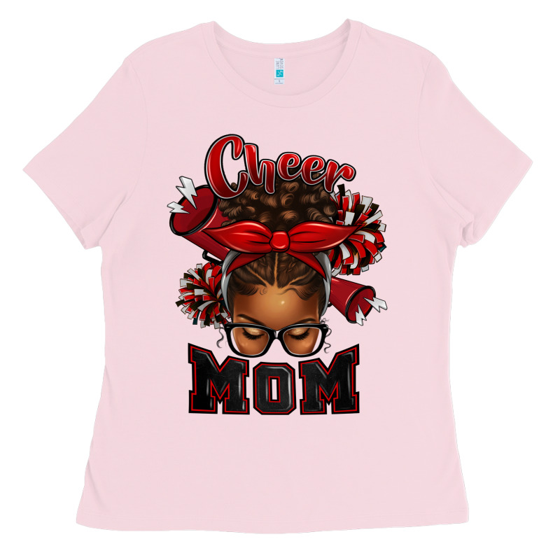 Cheer Mom Afro Messy Bun Ladies Tee by texasbilliewilder | Teevron