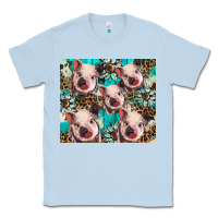 Dusty Blue western cowhide sunflower baby pig Classic Tee - BarkalooDesign