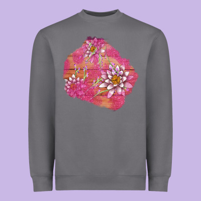 V.d  Lavender And Lotus Patches Heavyweight Sweatshirt Designed By Adodesignshop