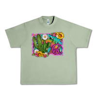 Oil Green cactus peace sign flowers and tie dye Urban Heavy Tee - Artiststas