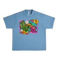 Pebble Blue cactus peace sign flowers and tie dye Urban Heavy Tee - Artiststas