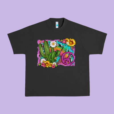 Cactus Peace Sign Flowers And Tie Dye Urban Heavy Tee Designed By Artiststas
