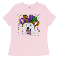Bubblegum Pink mardi gras hat  white shepherd Ladies Tee - RanaPortraitStore