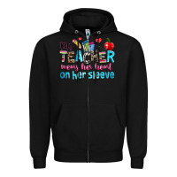Black this teacher wears her her on her sleeve Zipper Hoodie - NancyCooperArtShop