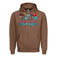 Chestnut this teacher wears her her on her sleeve Zipper Hoodie - NancyCooperArtShop