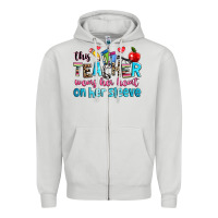 Dove Grey this teacher wears her her on her sleeve Zipper Hoodie - NancyCooperArtShop