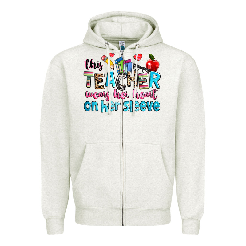 This Teacher Wears Her Her On Her Sleeve Zipper Hoodie by NancyCooperArtShop | Teevron