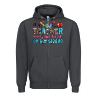 Smoke this teacher wears her her on her sleeve Zipper Hoodie - NancyCooperArtShop