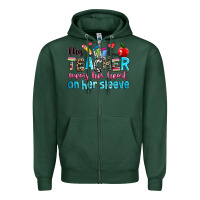 Sports Green this teacher wears her her on her sleeve Zipper Hoodie - NancyCooperArtShop