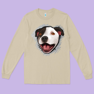 Pittbull Gray Glitter Long Sleeve Tee Designed By Jasminsmagicworld