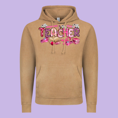 Breast Cancer Teacher Vintage Hoodie Designed By Artiststas