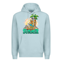 Blue Mist Hello summer skeleton Premium Hoodie - NancyCooperArtShop
