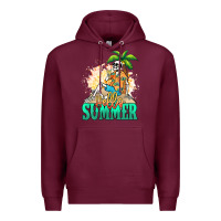 Burgundy Hello summer skeleton Premium Hoodie - NancyCooperArtShop