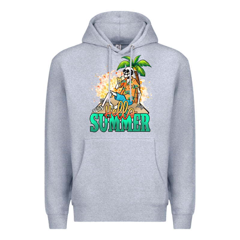 Hello Summer Skeleton Premium Hoodie by NancyCooperArtShop | Teevron