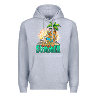 Heather Grey Hello summer skeleton Premium Hoodie - NancyCooperArtShop