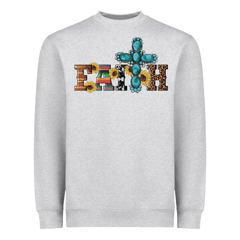 Western Gemstone Cross Faith Heavyweight Sweatshirt by Artiststas | Teevron