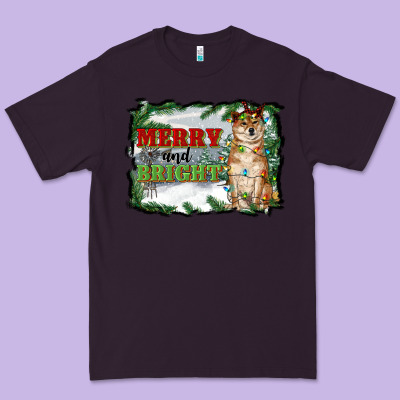 Merry And Bright Shiba Inu Premium Tee Designed By Ranaportraitstore