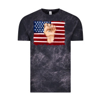 Cloud Black american flag with hand Vintage Tee - Artiststas