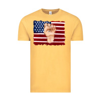 Vintage Mustard american flag with hand Vintage Tee - Artiststas