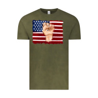 Vintage Olive american flag with hand Vintage Tee - Artiststas