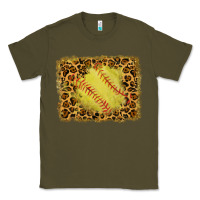 Army Green watercolor glitter leopard softball background Classic Tee - RanaPortraitStore