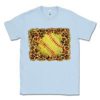 Dusty Blue watercolor glitter leopard softball background Classic Tee - RanaPortraitStore