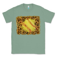 Sage watercolor glitter leopard softball background Classic Tee - RanaPortraitStore