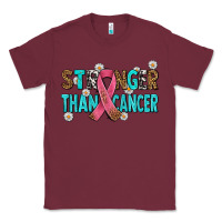Burgundy stronger than cancer with cancer ribbon Classic Tee - AdoDesignShop