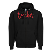 Black christmas teacher Zipper Hoodie - MaliasSmallBusiness