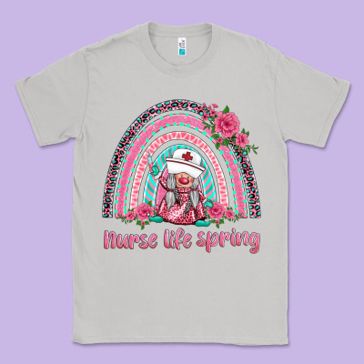 Nurse Life Spring Rainbow Classic Tee Designed By Barkaloodesign