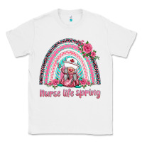 White nurse life spring rainbow Classic Tee - BarkalooDesign