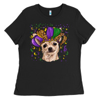 Black mardi gras hat chihuahua Ladies Tee - RanaPortraitStore